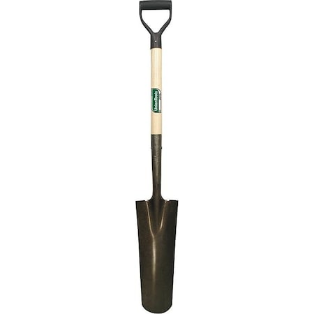 Drain Spade Shovel, 6 In W Blade, Steel Blade, Hardwood Handle, DShaped Handle, 27 In L Handle